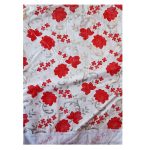 سفره پلاستیکی سایز147×83 گل قرمز برگ نقره ای(8 نفره)